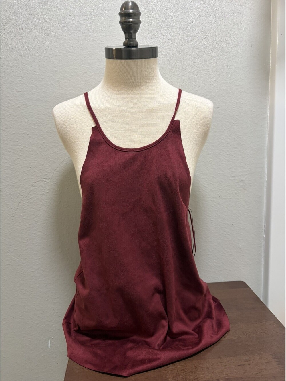 NWT Cotton Candy LA Halter Burgundy Tie Neck Backless Top S